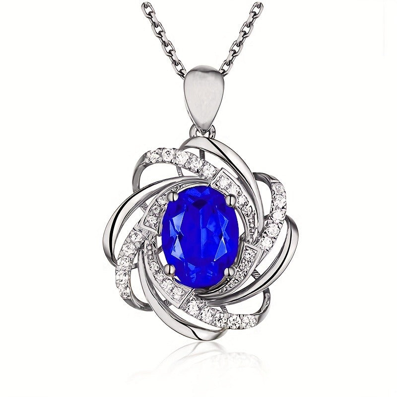 1 Pcs Exquisite Spiral Flower Pendant Necklace - Elegant, Fashionable, Ideal for Valentine's Day, Wedding, Bridal Jewelry Gift