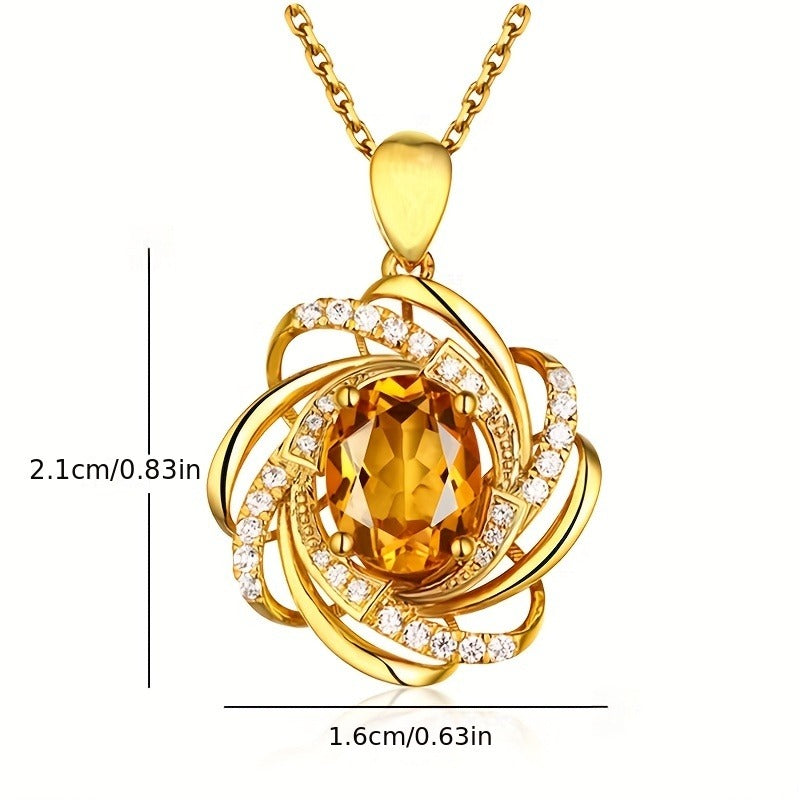 1 Pcs Exquisite Spiral Flower Pendant Necklace - Elegant, Fashionable, Ideal for Valentine's Day, Wedding, Bridal Jewelry Gift