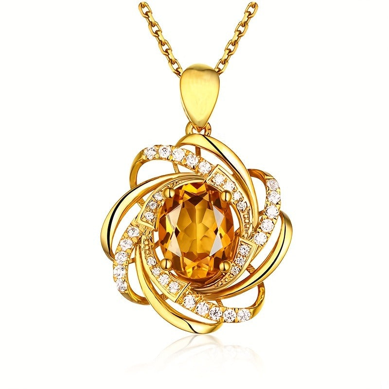 1 Pcs Exquisite Spiral Flower Pendant Necklace - Elegant, Fashionable, Ideal for Valentine's Day, Wedding, Bridal Jewelry Gift