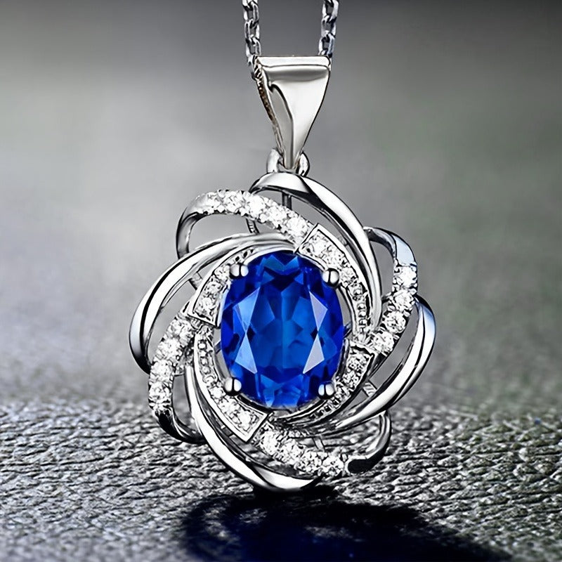 1 Pcs Exquisite Spiral Flower Pendant Necklace - Elegant, Fashionable, Ideal for Valentine's Day, Wedding, Bridal Jewelry Gift