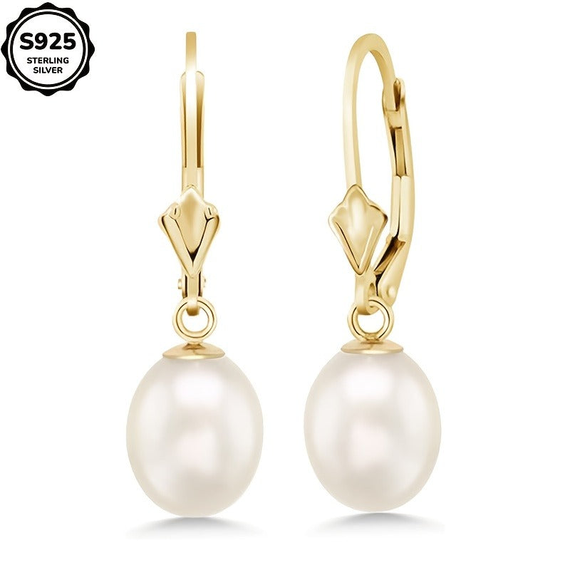 925 Silver Freshwater Pearl Earrings, Suitable For Girls, Fashion, Luxury, For Every Day, For Dates, For Celebrations, For Moms, Wives, Sisters, Friends, Halloween, Thanksgiving, Christmas, Birthdays, Anniversary Gifts