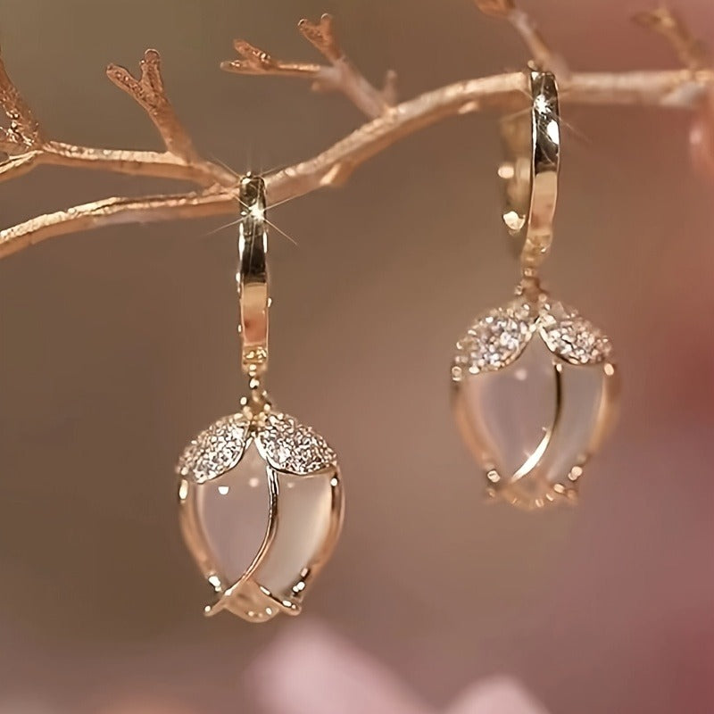 Women Creative Tulip Flower Earrings Simple Fashionable Elegant Earrings High-end Feel