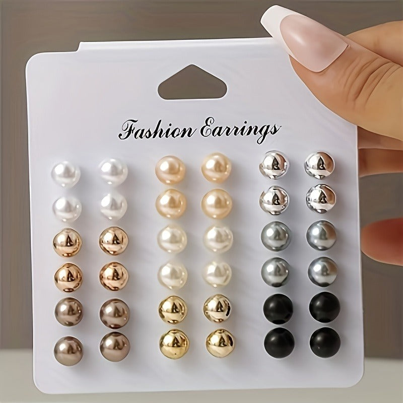 Simple Imitation Pearl Earrings in Casual and Elegant Style, Lightweight for Daily Wear by Women