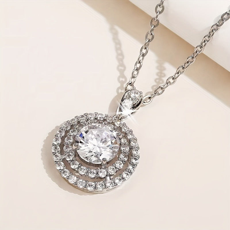 925 Silver 5 Carat Moissanite Necklace Fashionable And Versatile, Suitable For Engagement Wedding Bridesmaid, Daily Wear, Party Gathering Banquet, Birthday Anniversary Gift Valentine'S Day, New Year'S Gift