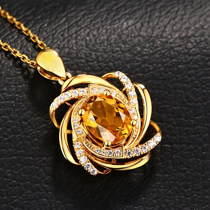 1 Pcs Exquisite Spiral Flower Pendant Necklace - Elegant, Fashionable, Ideal for Valentine's Day, Wedding, Bridal Jewelry Gift