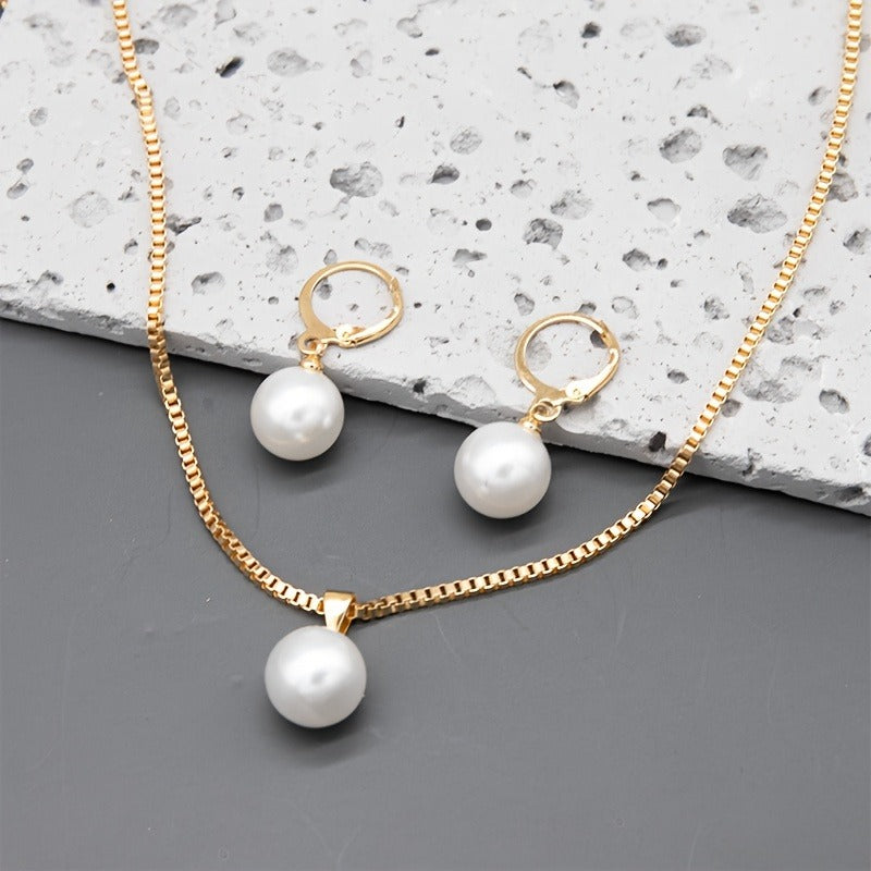 Elegant Faux Pearl Jewelry Set - Matching Necklace, Earrings & Ring for Women, Perfect for Birthdays, Christmas & Special Occasions, Ideal Gift for Family & Friends, Birthdays Gift|Classy Accessory|Durable Alloy, Pearl Jewelry Set