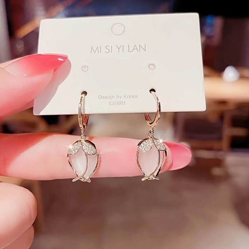 Women Creative Tulip Flower Earrings Simple Fashionable Elegant Earrings High-end Feel