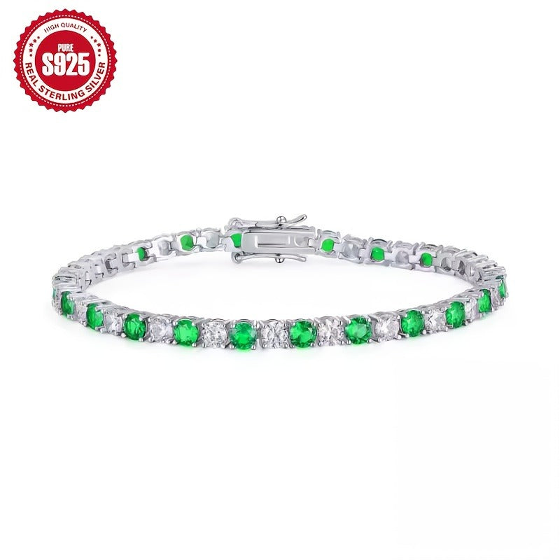 1 Italian Luxury 925 Silver moissanite inlaid Bracelet, Designed And Handmade By An Italian Designer, Perfect As An Anniversary Gift for Your Wife, Suitable for Various Occasions Such As Banquets, And Comes with An Exquisite Jewelry Box