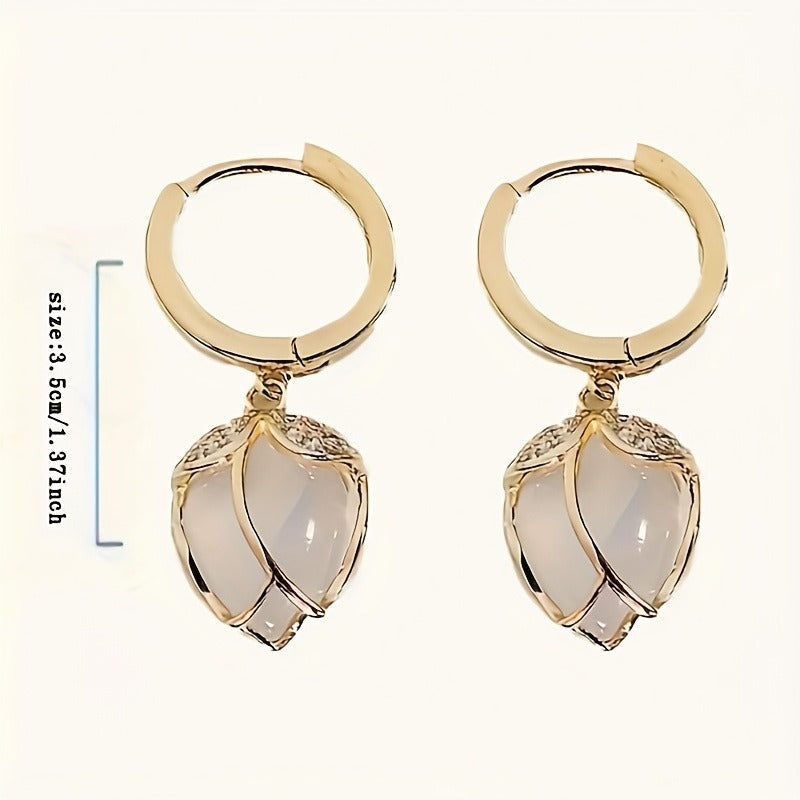 Women Creative Tulip Flower Earrings Simple Fashionable Elegant Earrings High-end Feel