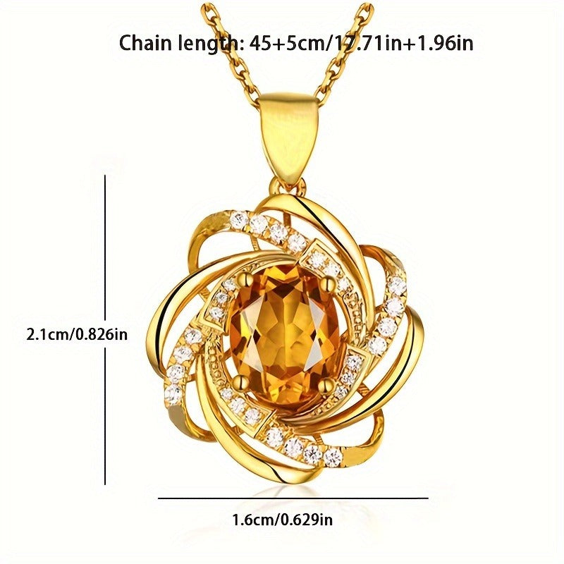 1 Pcs Exquisite Spiral Flower Pendant Necklace - Elegant, Fashionable, Ideal for Valentine's Day, Wedding, Bridal Jewelry Gift