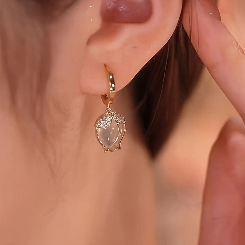 Women Creative Tulip Flower Earrings Simple Fashionable Elegant Earrings High-end Feel
