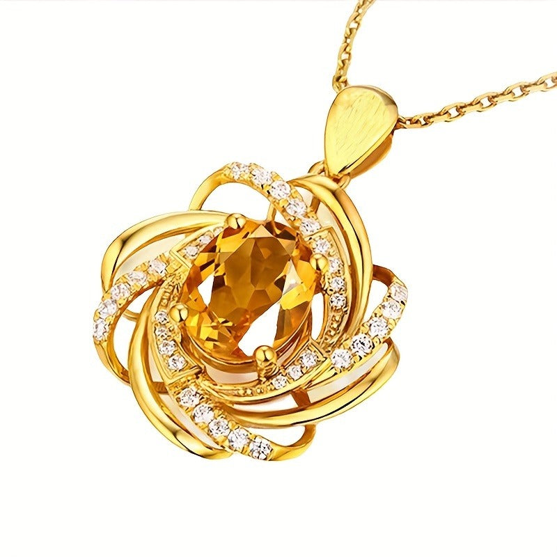 1 Pcs Exquisite Spiral Flower Pendant Necklace - Elegant, Fashionable, Ideal for Valentine's Day, Wedding, Bridal Jewelry Gift