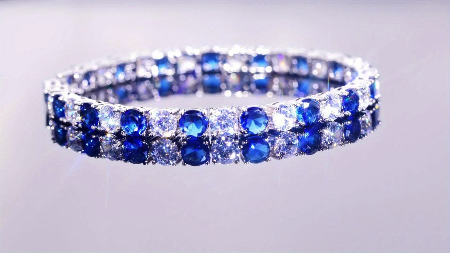 1 Italian Luxury 925 Silver moissanite inlaid Bracelet, Designed And Handmade By An Italian Designer, Perfect As An Anniversary Gift for Your Wife, Suitable for Various Occasions Such As Banquets, And Comes with An Exquisite Jewelry Box
