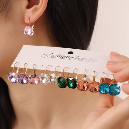 Elegant Cute 14K Golden Plated Zinc Alloy Sugarcube Stud Earrings Set for Women, High-Sheer Daily Wear or Gift Jewelry