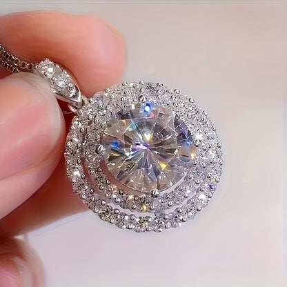 925 Silver 5 Carat Moissanite Necklace Fashionable And Versatile, Suitable For Engagement Wedding Bridesmaid, Daily Wear, Party Gathering Banquet, Birthday Anniversary Gift Valentine'S Day, New Year'S Gift