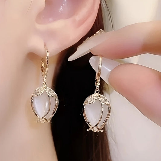 Women Creative Tulip Flower Earrings Simple Fashionable Elegant Earrings High-end Feel