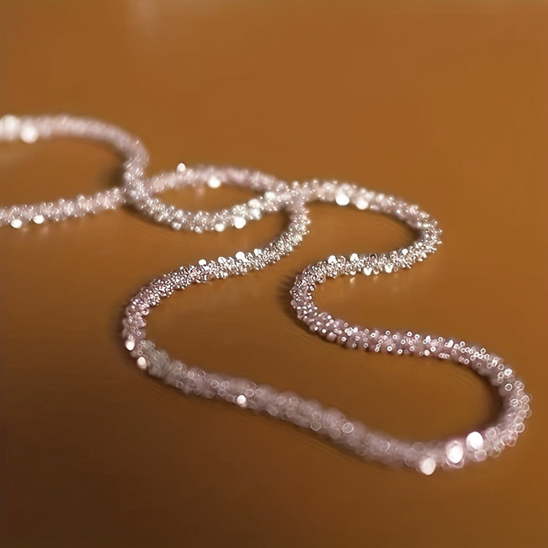 [Luxury Water Wave Chain Necklace] A New Creative Sparkling Starry Sky Lady'S Fashion Personality Necklace With A Light Luxury Niche Design Water Wave Chain.