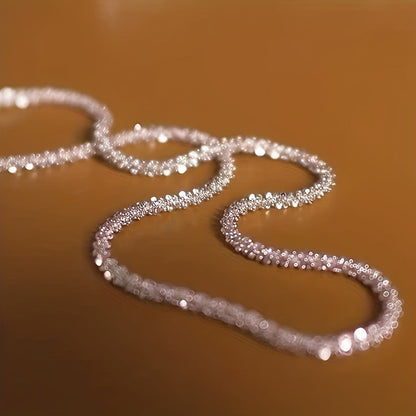 [Luxury Water Wave Chain Necklace] A New Creative Sparkling Starry Sky Lady'S Fashion Personality Necklace With A Light Luxury Niche Design Water Wave Chain.