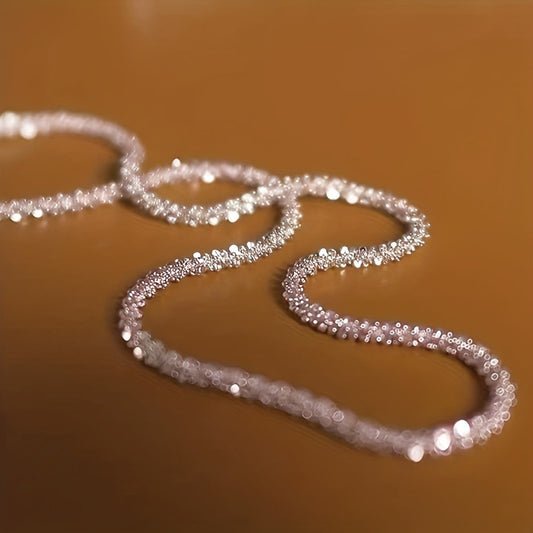 [Luxury Water Wave Chain Necklace] A New Creative Sparkling Starry Sky Lady'S Fashion Personality Necklace With A Light Luxury Niche Design Water Wave Chain.