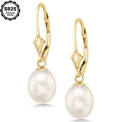 925 Silver Freshwater Pearl Earrings, Suitable For Girls, Fashion, Luxury, For Every Day, For Dates, For Celebrations, For Moms, Wives, Sisters, Friends, Halloween, Thanksgiving, Christmas, Birthdays, Anniversary Gifts