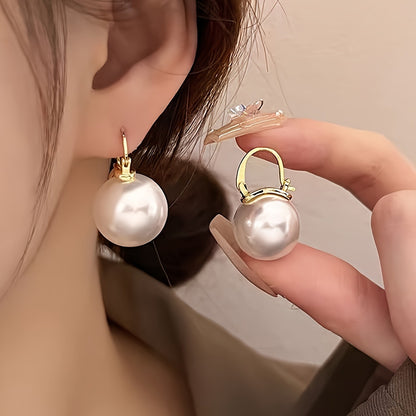 2 Pairs Of Elegant Fake Pearl Earrings, Retro Sexy Style, Women's Fashion Accessories, Suitable For Daily Wear, Weddings And Special Occasions Gifts