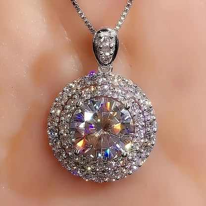 925 Silver 5 Carat Moissanite Necklace Fashionable And Versatile, Suitable For Engagement Wedding Bridesmaid, Daily Wear, Party Gathering Banquet, Birthday Anniversary Gift Valentine'S Day, New Year'S Gift