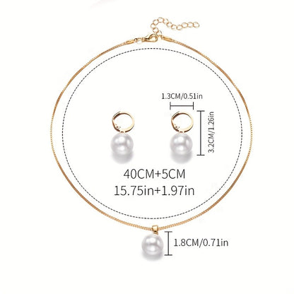 Elegant Faux Pearl Jewelry Set - Matching Necklace, Earrings & Ring for Women, Perfect for Birthdays, Christmas & Special Occasions, Ideal Gift for Family & Friends, Birthdays Gift|Classy Accessory|Durable Alloy, Pearl Jewelry Set