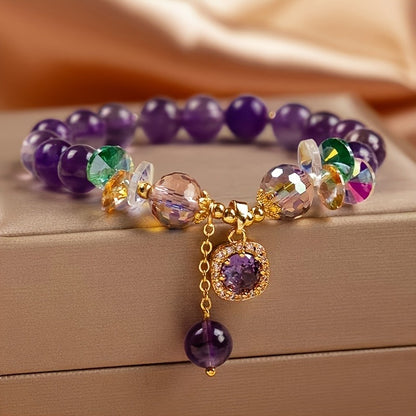 Vintage Elegant Amethyst Bead Bracelet Fashion Jewelry for Women, Ideal for Daily Wear And Gift-Giving