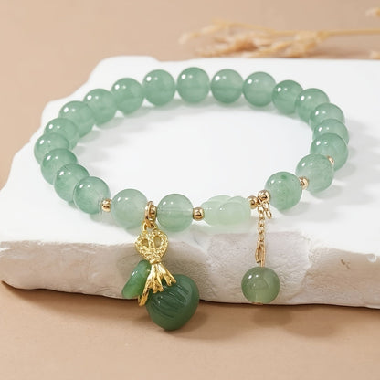 Lucky Money Bag Green Elegant Glass Bead Bracelet - Perfect for Daily Wear or as a Gift