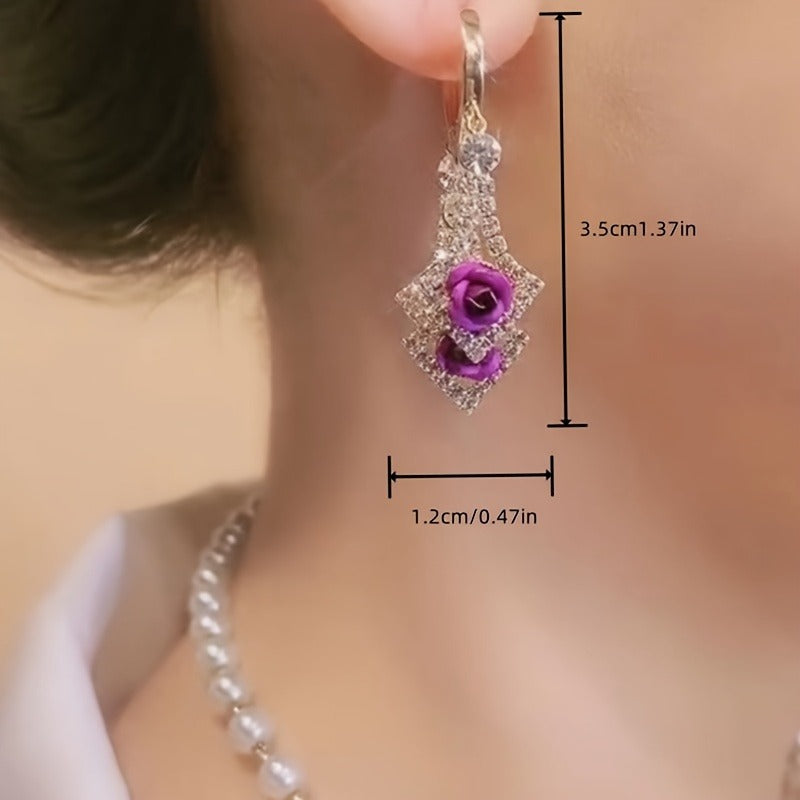 1 pair of luxury red synthetic crystal gold earrings bohemian vintage style for women, perfect gift for engagement, wedding, birthday and everyday occasions