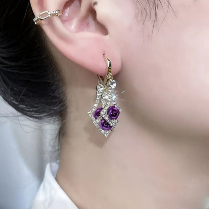 1 pair of luxury red synthetic crystal gold earrings bohemian vintage style for women, perfect gift for engagement, wedding, birthday and everyday occasions