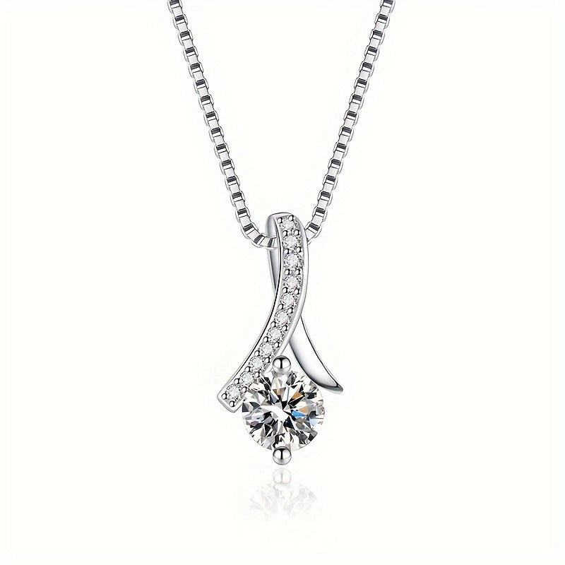 Elegant 925 Sterling Silver Jewelry Set, Synthetic Zirconia Pendant Necklace and Ring Earrings, Sexy Boho Style, Daily & Gift Occasion, All-Season, 2.6g - Ideal for Birthday, Christmas Gifts