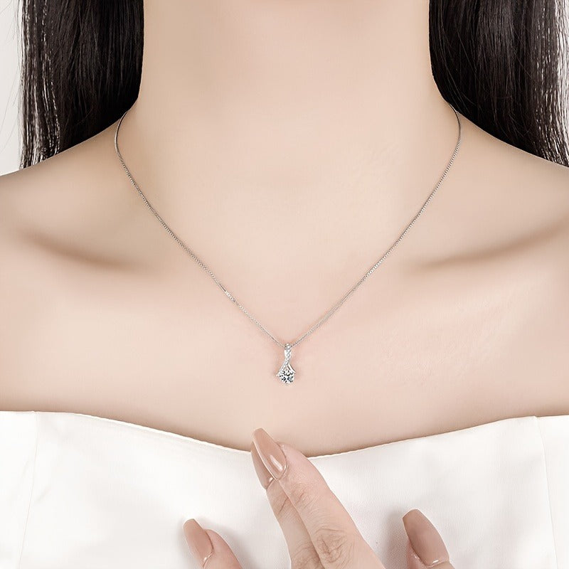 Elegant 925 Sterling Silver Jewelry Set, Synthetic Zirconia Pendant Necklace and Ring Earrings, Sexy Boho Style, Daily & Gift Occasion, All-Season, 2.6g - Ideal for Birthday, Christmas Gifts
