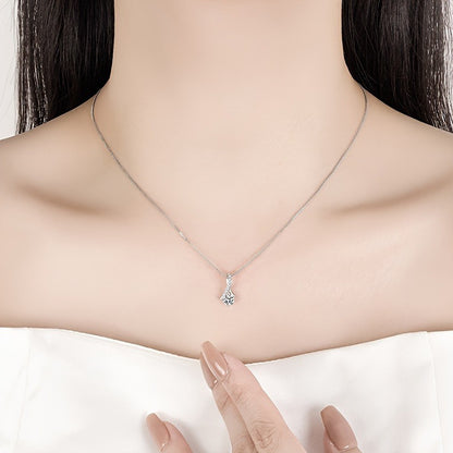 Elegant 925 Sterling Silver Jewelry Set, Synthetic Zirconia Pendant Necklace and Ring Earrings, Sexy Boho Style, Daily & Gift Occasion, All-Season, 2.6g - Ideal for Birthday, Christmas Gifts