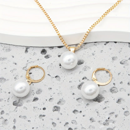 Elegant Faux Pearl Jewelry Set - Matching Necklace, Earrings & Ring for Women, Perfect for Birthdays, Christmas & Special Occasions, Ideal Gift for Family & Friends, Birthdays Gift|Classy Accessory|Durable Alloy, Pearl Jewelry Set