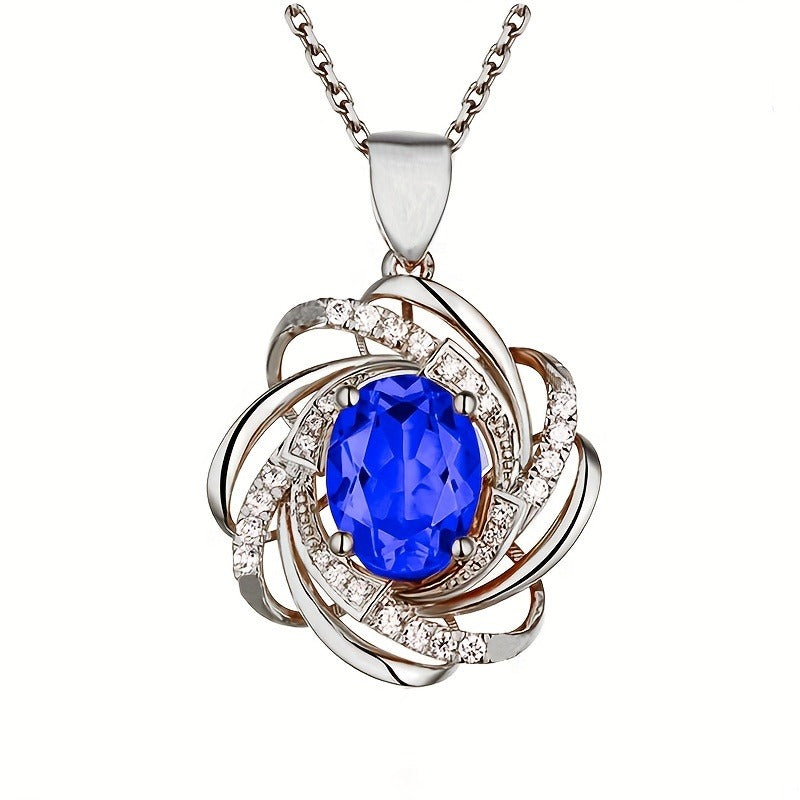 1 Pcs Exquisite Spiral Flower Pendant Necklace - Elegant, Fashionable, Ideal for Valentine's Day, Wedding, Bridal Jewelry Gift