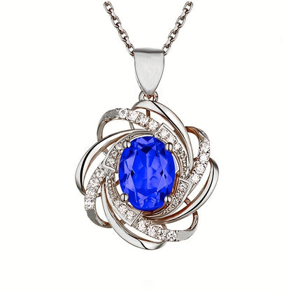 1 Pcs Exquisite Spiral Flower Pendant Necklace - Elegant, Fashionable, Ideal for Valentine's Day, Wedding, Bridal Jewelry Gift